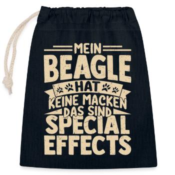 My Beagle has no quirks, these are Special Effe - Closable cotton gift bag (25x30cm) - navy - Front