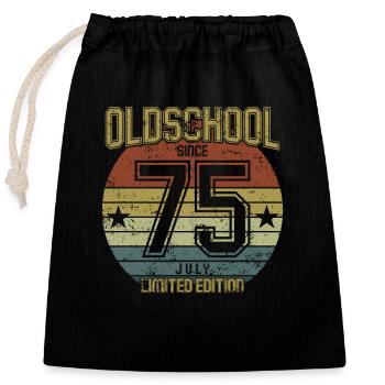 July 1975 - Birthday in July Oldschool - Closable cotton gift bag (25x30cm) - black - Front
