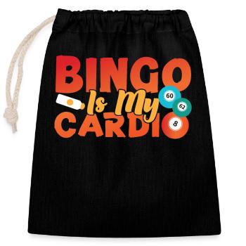 Joueur de bingo Le bingo est mon cardio - Sac cadeau en coton avec cordon (25 x 30 cm) - noir - Devant