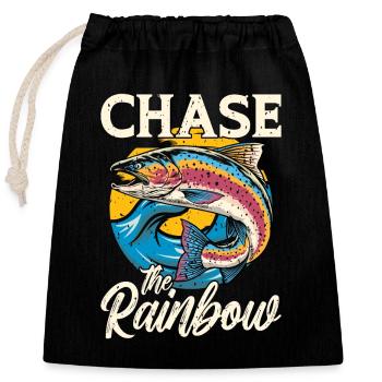 Trout Fishing Chase The Rainbow Fishing Tournament - Closable cotton gift bag (25x30cm) - black - Front
