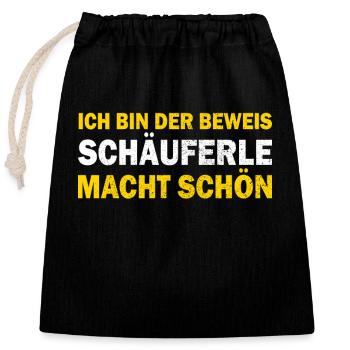 German food Schäuferle Franconia dialect - Closable cotton gift bag (25x30cm) - black - Front