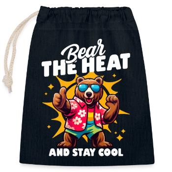 Ours cool avec des lunettes de soleil et un dicton de jeu de mots - Sac cadeau en coton avec cordon (25 x 30 cm) - bleu marine - Devant