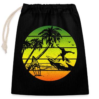 Surfen Vintage Surfer Geschenk - Verschließbarer Geschenkbeutel aus Baumwolle (25x30cm) - Schwarz - Vorne