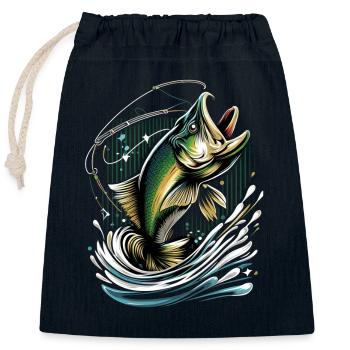 Bass Fish - Closable cotton gift bag (25x30cm) - navy - Front