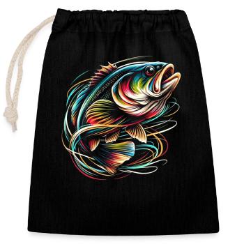 Poisson bar - Sac cadeau en coton avec cordon (25 x 30 cm) - noir - Devant