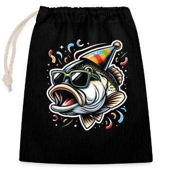 Poisson bar - Sac cadeau en coton avec cordon (25 x 30 cm) - noir - Devant