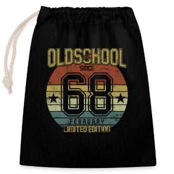 Février 1968 - Anniversaire en février Oldschool - Sac cadeau en coton avec cordon (25 x 30 cm) - noir - Devant