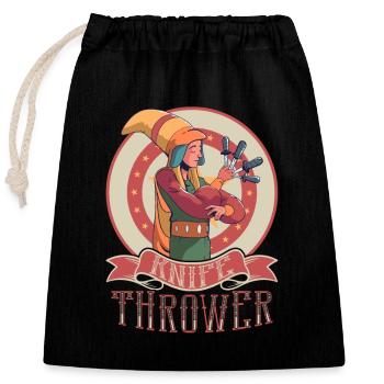 Couteau Lanceur Cirque Costume Fête À Thème - Sac cadeau en coton avec cordon (25 x 30 cm) - noir - Devant