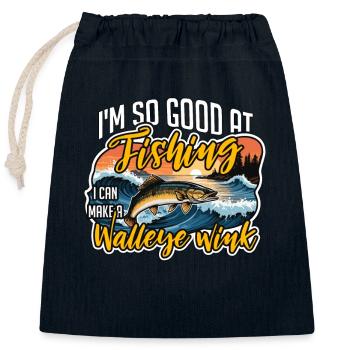Walleye Fishing I'm So Good At Fishing Boating - Closable cotton gift bag (25x30cm) - navy - Front