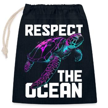 Turtle Surfing Plongée Plongeur - Sac cadeau en coton avec cordon (25 x 30 cm) - bleu marine - Devant