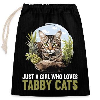 Tabby Kätzchen Tabby Katze - Verschließbarer Geschenkbeutel aus Baumwolle (25x30cm) - Schwarz - Vorne