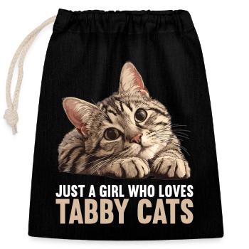 Tabby Kätzchen Tabby Katze - Verschließbarer Geschenkbeutel aus Baumwolle (25x30cm) - Schwarz - Vorne