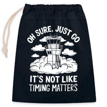 Air Traffic Controller Aircraft Flight Service - Closable cotton gift bag (25x30cm) - navy - Front
