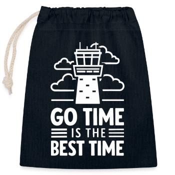 Air Traffic Controller Aircraft Flight Service - Closable cotton gift bag (25x30cm) - navy - Front