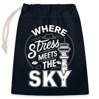 Air Traffic Controller Aircraft Flight Service - Closable cotton gift bag (25x30cm) - navy - Front