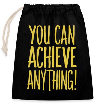 Vous pouvez tout réaliser - Motivation - Sac cadeau en coton avec cordon (25 x 30 cm) - noir - Devant