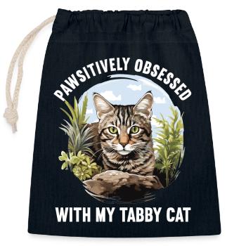 Tabby Kätzchen Tabby Katze - Verschließbarer Geschenkbeutel aus Baumwolle (25x30cm) - Navy - Vorne