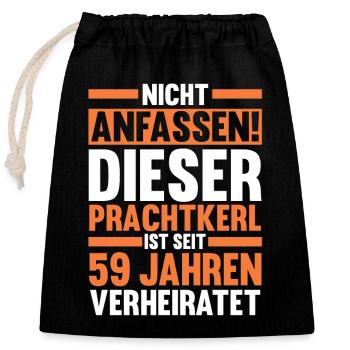 Mariage Marée Mariage 59 ans Mariage marié - Sac cadeau en coton avec cordon (25 x 30 cm) - noir - Devant