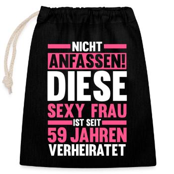 Mariage Marée Mariage 59 ans Mariage marié - Sac cadeau en coton avec cordon (25 x 30 cm) - noir - Devant