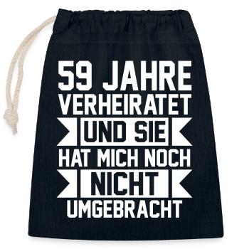 Mariage Mariage de marée 59 ans de mariage - Sac cadeau en coton avec cordon (25 x 30 cm) - bleu marine - Devant