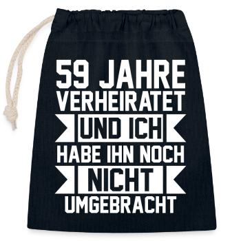Mariage Mariage de marée 59 ans de mariage - Sac cadeau en coton avec cordon (25 x 30 cm) - bleu marine - Devant