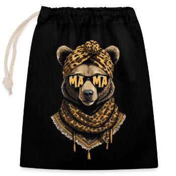 Funny Mama Bear Mother Bear Bear Lover - Closable cotton gift bag (25x30cm) - black - Front
