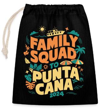 Escouade de vacances en famille Punta Cana 2024 vacances d’été - Sac cadeau en coton avec cordon (25 x 30 cm) - noir - Devant