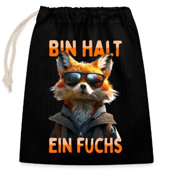 Fox saying I'm just a fox cunning foxes - Closable cotton gift bag (25x30cm) - black - Front
