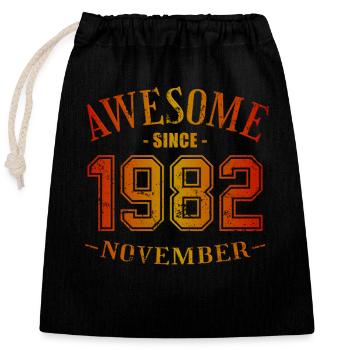 November 1982 - Birthday in November Awesome - Closable cotton gift bag (25x30cm) - black - Front