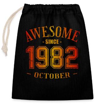 October 1982 - October Birthday Awesome - Closable cotton gift bag (25x30cm) - black - Front