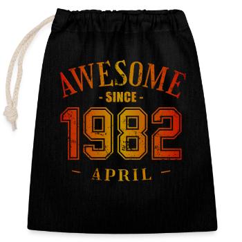 April 1982 - Birthday in April Awesome - Closable cotton gift bag (25x30cm) - black - Front