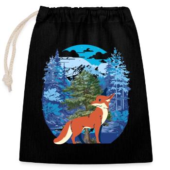 Fox Foxes Forest - Closable cotton gift bag (25x30cm) - black - Front