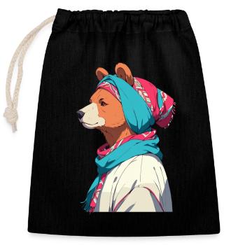 Funny Mama Bear Mother Bear Bear Lover - Closable cotton gift bag (25x30cm) - black - Front