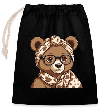 Funny Mama Bear Mother Bear Bear Lover - Closable cotton gift bag (25x30cm) - black - Front