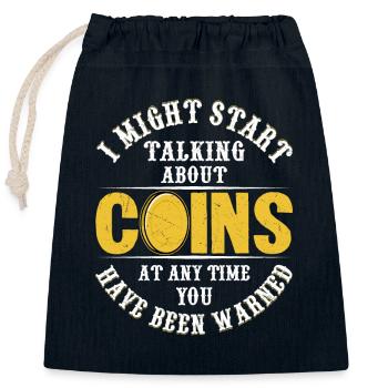 Coin Talk Alert: Collector’s Conversation Incoming - Verschließbarer Geschenkbeutel aus Baumwolle (25x30cm) - Navy - Vorne