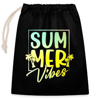 Summer Vibes - Verschließbarer Geschenkbeutel aus Baumwolle (25x30cm) - Schwarz - Vorne