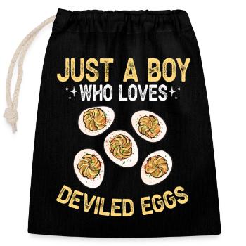 Gefüllte Eier Deviled Eggs - Verschließbarer Geschenkbeutel aus Baumwolle (25x30cm) - Schwarz - Vorne