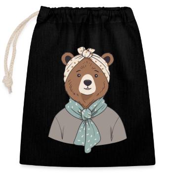 Funny Mama Bear Mother Bear Bear Lover - Closable cotton gift bag (25x30cm) - black - Front