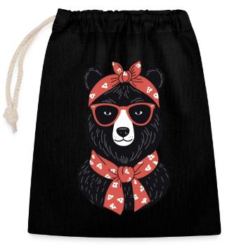 Funny Mama Bear Mother Bear Bear Lover - Closable cotton gift bag (25x30cm) - black - Front