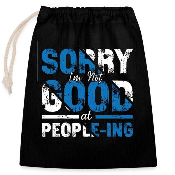 Introverti Désolé Je ne suis pas bon Introverti Timide - Sac cadeau en coton avec cordon (25 x 30 cm) - noir - Devant