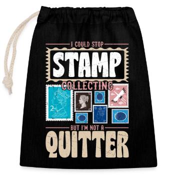 Dedicated Philatelist: Not Quitting, Just Collecti - Closable cotton gift bag (25x30cm) - black - Front