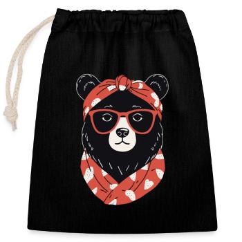 Funny Mama Bear Mother Bear Bear Lover - Closable cotton gift bag (25x30cm) - black - Front