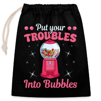 Troubles dans les bulles Chewing-gum Nostalgie - Sac cadeau en coton avec cordon (25 x 30 cm) - noir - Devant