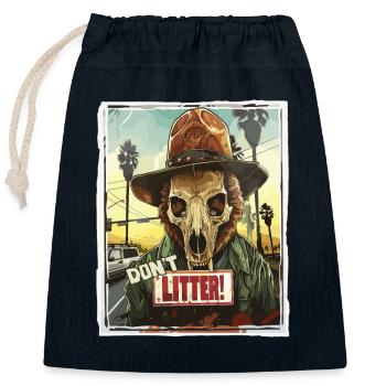 Hirsch Totenkopf Ranger, Kein Müll wegwerfen - Verschließbarer Geschenkbeutel aus Baumwolle (25x30cm) - Navy - Vorne