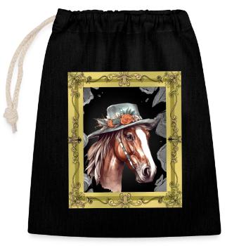 Horse Head Horse Horse Mare Ross Gaul - Closable cotton gift bag (25x30cm) - black - Front