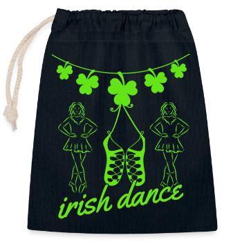 Irish Dance Shoes Dancers and Shamrock - Closable cotton gift bag (25x30cm) - navy - Front