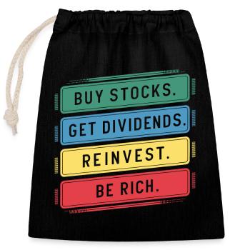 Funny Dividend Investor Financial Independence - Closable cotton gift bag (25x30cm) - black - Front