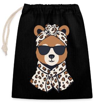 Funny Mama Bear Mother Bear Bear Lover - Closable cotton gift bag (25x30cm) - black - Front