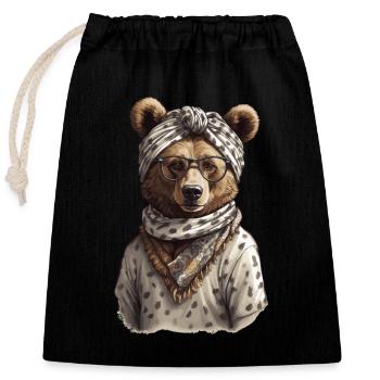Funny Mama Bear Mother Bear Bear Lover - Closable cotton gift bag (25x30cm) - black - Front