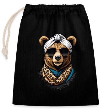 Funny Mama Bear Mother Bear Bear Lover - Closable cotton gift bag (25x30cm) - black - Front